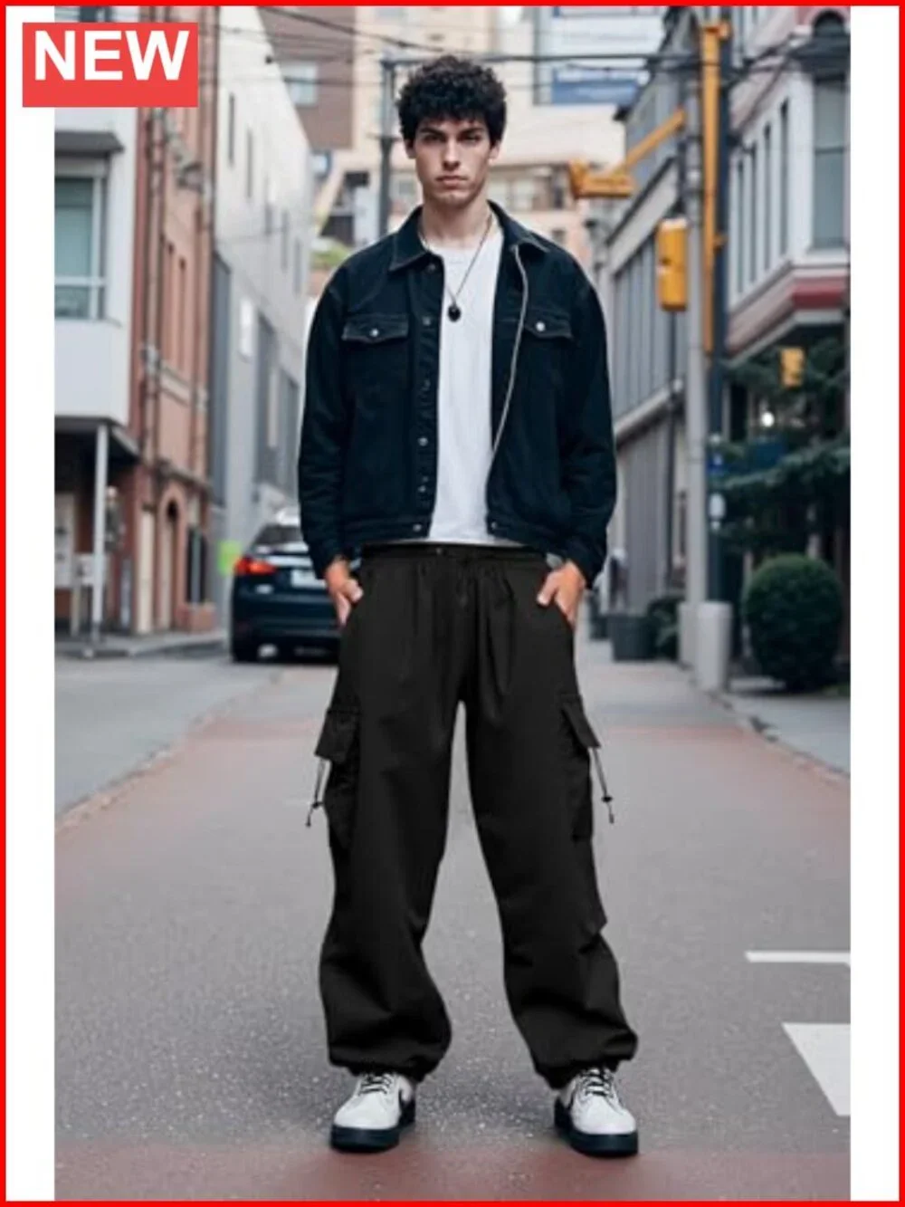 Men's Baggy Cargo Pants Parachute Joggers Streetwear Loose Fit